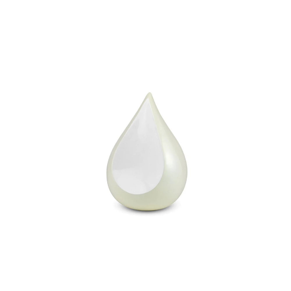 Teardrop urn – parelwit metaal
