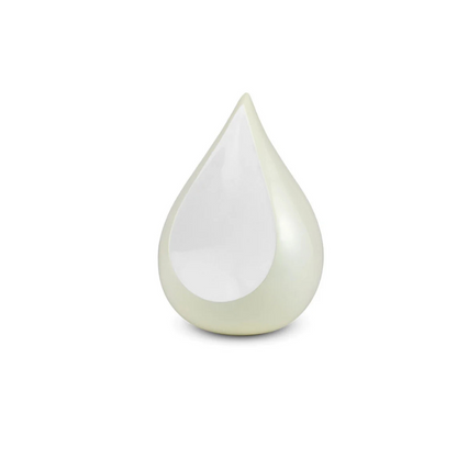 Teardrop urn – parelwit metaal