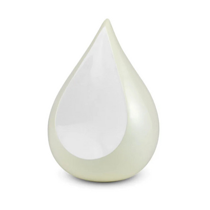 Teardrop urn – parelwit metaal