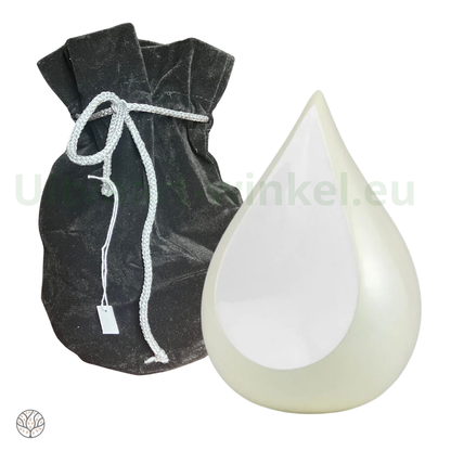 Teardrop urn – parelwit metaal