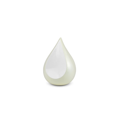 Teardrop urn – parelwit metaal